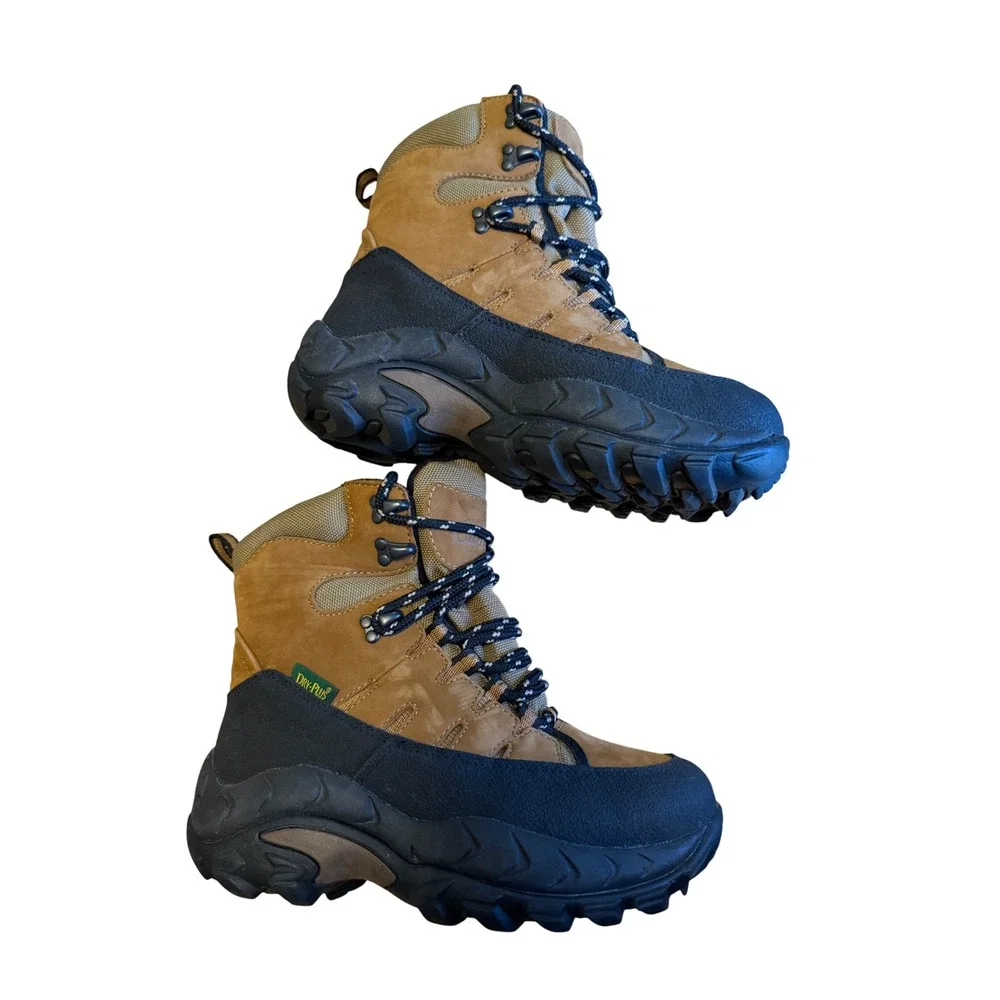Cabela's women 6 black brown leather hiking snow winter boots rubber waterproof